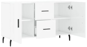 magasfényű fehér szerelt fa tálalószekrény 100 x 36 x 60 cm