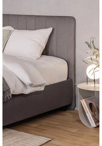 Szürke kárpitozott ágyneműtartós franciaágy ágyráccsal 160x200 cm Myra Slim Line – Bonami Selection