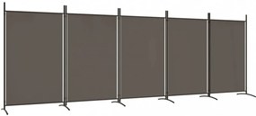 5 paneles antracitszürke szövet térelválasztó 433x180 cm