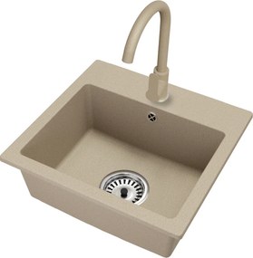 Gránit mosogató szifonnal, bézs, 44,2x41,5, DONYK