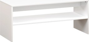 HOMCOM Modern 2-Szintes Kávézóasztal Nyitott Polccal és Csúszásmentes Lábbal, Alacsony Forgácslap Asztal, 100x40x41.5 cm, Fehér | Aosom