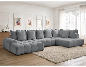 Sötétszürke zsenília kinyitható-tárolóhelyes sarokkanapé (jobb oldali-U alakú) Everest – Bobochic Paris