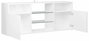 magasfényű fehér TV-szekrény LED lámpákkal 120 x 30 x 50 cm
