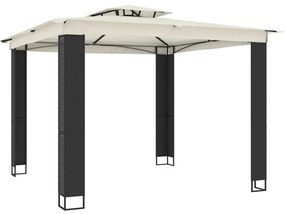 krémszínű acél dupla tetős pavilon 2,94 x 2,94 m