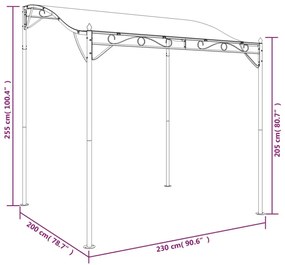 tópszínű szövet és acél pavilon 2 x 2,3 m 180 g/m²