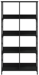 fekete szerelt fa könyvespolc 78,5 x 33 x 153 cm