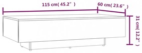 füstös tölgy színű szerelt fa dohányzóasztal 100x49,5x31 cm