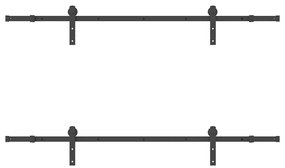 fekete acél tolóajtó fémszerelék készlet 200 cm