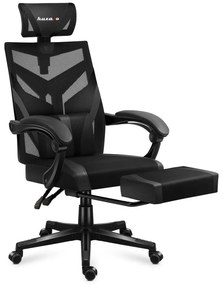 Gamer szék ergonomikus lábtartóval, fekvőtámasz , fejtámasz, fekete