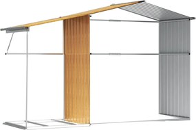 Világosbarna horganyzott acél kerti fészer 277 x 192,5 x 179 cm