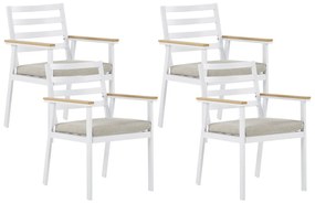 Fehér kerti szék négydarabos szettben bézs párnákkal CAVOLI  Beliani