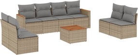 vidaXL 9 részes vegyes bézs polyrattan kerti ülőgarnitúra párnákkal