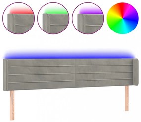 világosszürke bársony LED-es fejtámla 203 x 16 x 78/88 cm