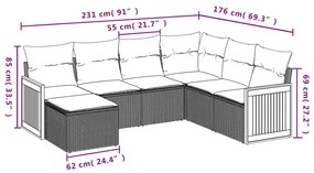 7 részes szürke polyrattan kerti ülőgarnitúra párnákkal