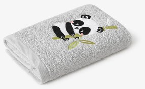 Goldea gyermek frottír törölköző - panda világosszürkén 30 x 50 cm