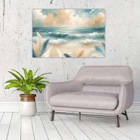 Kép – Festett strand lágy színekben (90x60 cm)