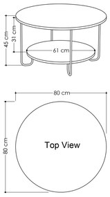 Kávésasztal CORRO 45x80 cm fehér/fekete