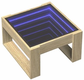 Sonoma tölgy végtelen hatású LED-es dohányzóasztal 50x53x30 cm