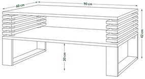 Mazzoni GOKEE S-90 Fehér Matt/Fekete Matt - MODERN DOHÁNYZÓASZTAL LAMELLÁKKAL