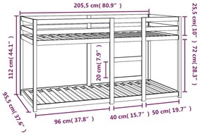 fehér tömör fenyőfa emeletes ágy 90 x 200 cm