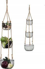 Kosár Gyümölcs Kosár Zöldségek akasztós fekete fém konyhai