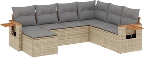 vidaXL 7 részes bézs polyrattan kerti ülőgarnitúra párnákkal