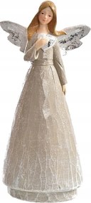 Angyal szívvel 23cm Bézs