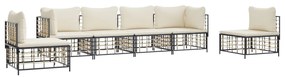 6 részes antracitszürke polyrattan kerti ülőgarnitúra párnákkal