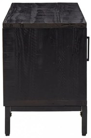 fekete tömör fenyőfa TV-szekrény 110x35x48 cm
