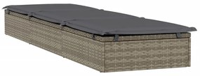 1 db szürke polyrattan napozóágy párnával 201 x 55 x 62 cm