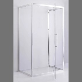 Stuxi Torino 80x90 falsíkra szerelhető 3 oldalú nyílóajtós zuhanykabin 6 mm vízlepergető biztonsági üveggel, króm elemekkel, 200 cm magas