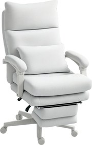 HOMCOM Ergonomikus Irodai Szék Deréktámasszal, Magas Hátfakkal, Lábpihentetővel, Magasságban Állítható Forgószék, Vászonhatású, Párnázott Számítógép S