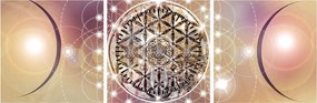 Kép - Mandala elemekkel (órával) (90x30 cm)