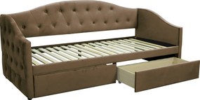 Ágy tárhellyel, 90x200, barna Velvet szövet, ZASKA