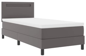 Boxspring ágy matracszal szürkében, 100 x 200 cm, műbőr