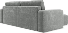 Szürke zsenília kinyitható-tárolóhelyes sarokkanapé (bal oldali-heverő résszel) Kona – Makamii