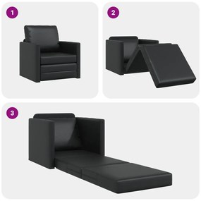 vidaXL Floor Sofa Bed 2-in-1 Fekete 74x77x81 cm Műbőr