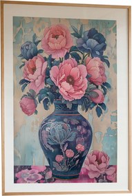 Vászonkép Bazsarózsa vázában A3 Fali Dekoráció Fa Keret 30x42 cm