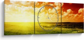 Rét képe ragyogó napfénnyel (órával) (90x30 cm)