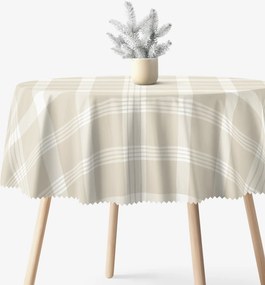 Goldea karácsonyi kör alakú viaszosvászon terítő - fehér skótkockás bézs alapon Ø 120 cm
