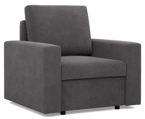 Zeus fotel, egyenes kartámasz, kordbársony, hab töltet, szürke