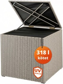 RICCO polyrattan tárolódoboz, 318L, 75x75x70 cm, krémszínű Casaria