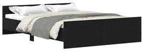 fekete tölgy színű szerelt fa ágykeret matrac nélkül 140x190 cm