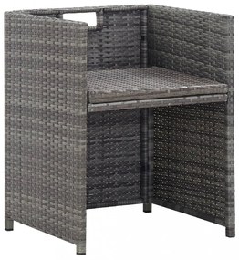 13 részes antracitszürke polyrattan étkezőszett párnákkal