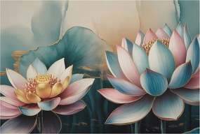 Flizelin tapéta Divatos 3D fali ragasztóval Lótusz harmónia 104x70 Ragasztó