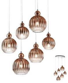 Redo 01-2070 - Csillár zsinóron PLUMEN 6xE14/42W/230V réz