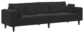 Bársony Kanapé párnával Fekete 208 cm Bársony