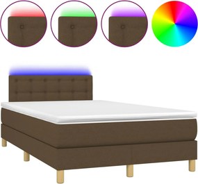 vidaXL barna szövet rugós és LED-es ágy matraccal 120 x 200 cm