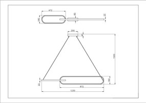 Zuma Line P241145502A - RAVON kábelre függesztett LED csillár, 2xLED/40W/230V, fekete/arany