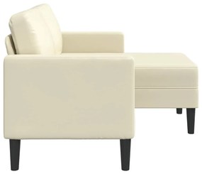 krémszínű műbőr 2 üléses kanapé L-alakú kanapéval 125 cm